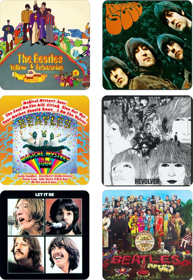 Beatles iconic album covers coaster set of six