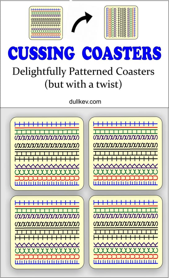 Cussing Coasters delightfully patterned coasters (but with a twist) set of four