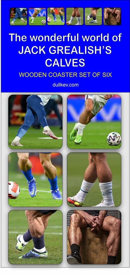 The Wonderful World of Jack Grealish's Calves wooden coaster set of six  (as seen on the Joe Lycett Show)