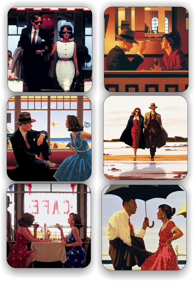 Jack Vettriano coaster set of six (the dull ones).
