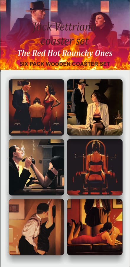 Jack Vettriano coaster set of six The Red Hot Raunchy Ones