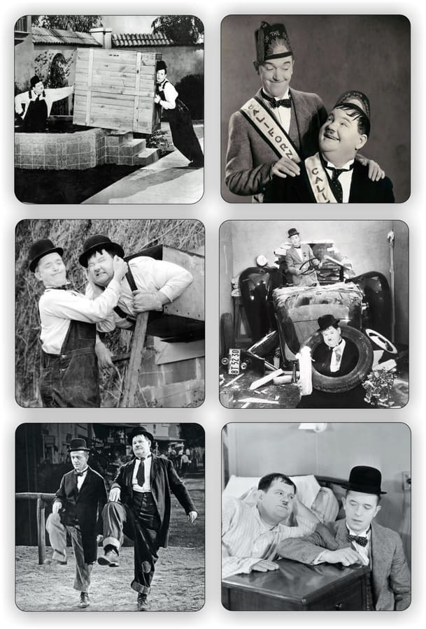 Laurel & Hardy six pack coaster set