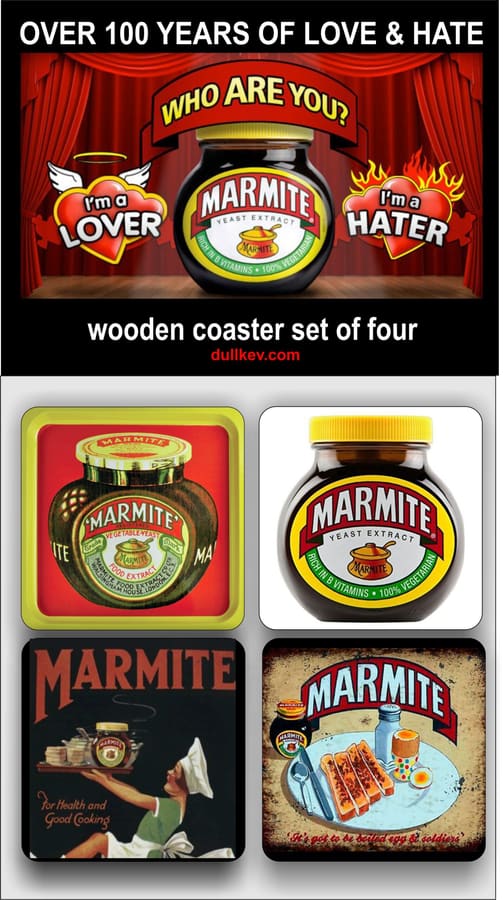 Marmite Through the Ages coaster set of four