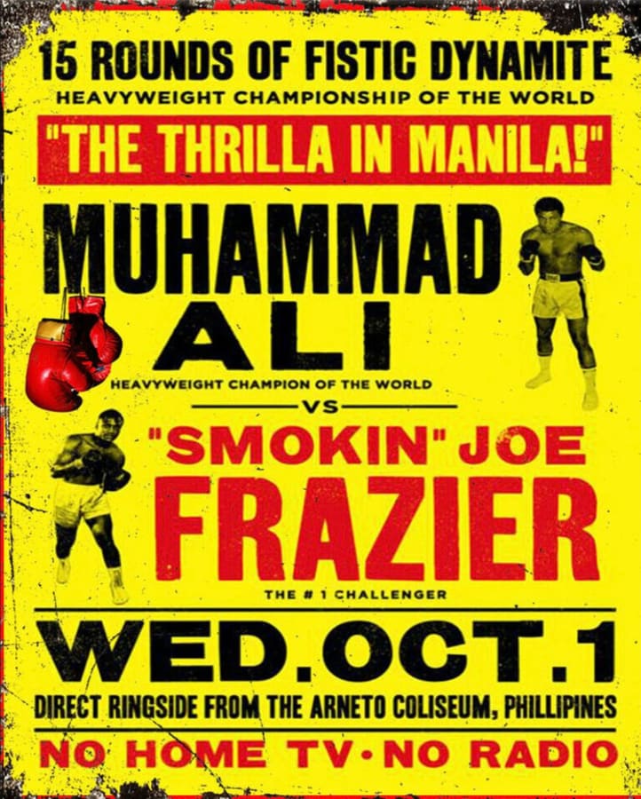 Muhammad Ali vs Smokin' Joe Frazier vintage metal poster 8″ x 10″