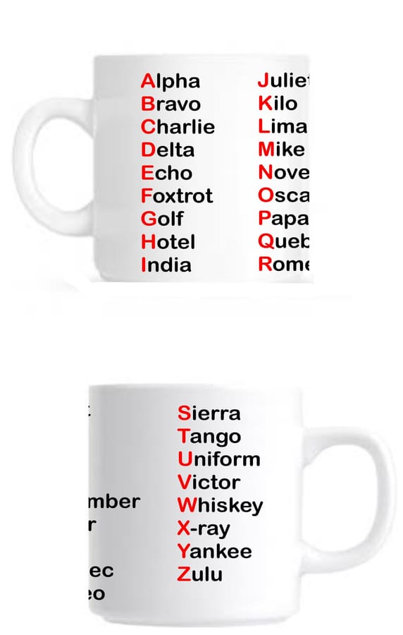 Phonetic Alphabet Mug