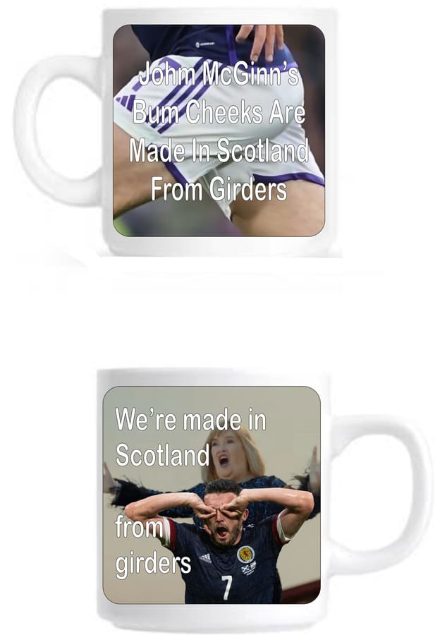 'We're made in Scotland from girders' 2026 World Cup mug.